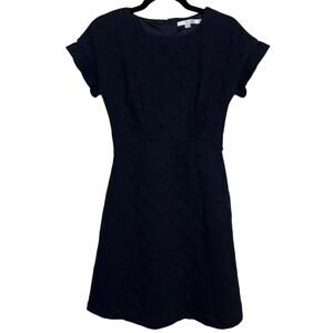 Boden Black Waffle Knit Textured Polka Dot A-Line Dress Women’s US 2R